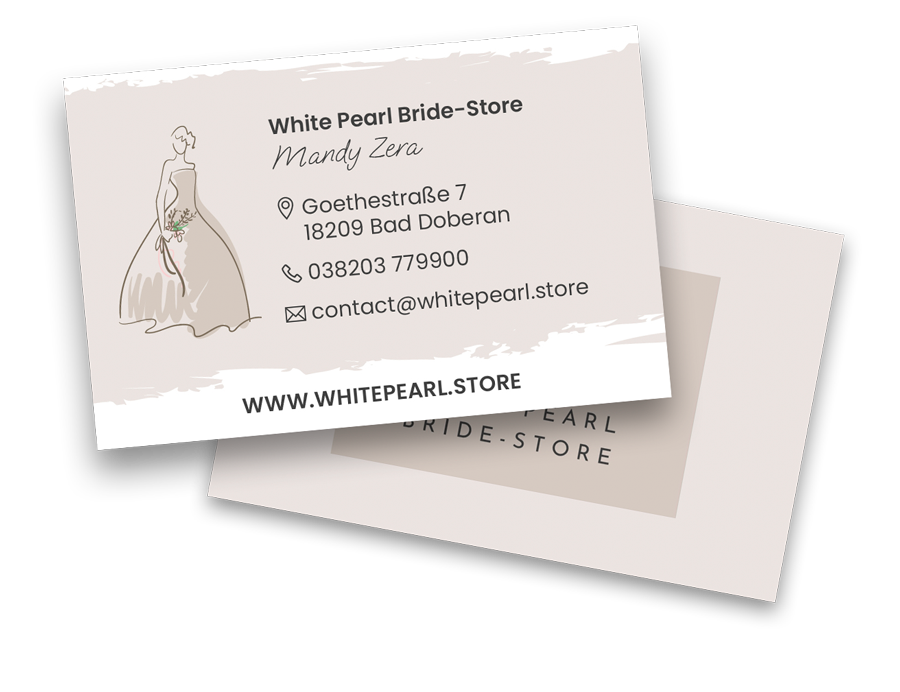 White Pearl Bride-Store Visitenkarte White Pearl Bride-Store Visitenkarte