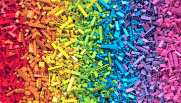 Lot of colorful rainbow toy bricks background