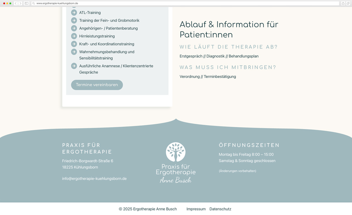 Ergotherapie Busch Webseitenansicht
